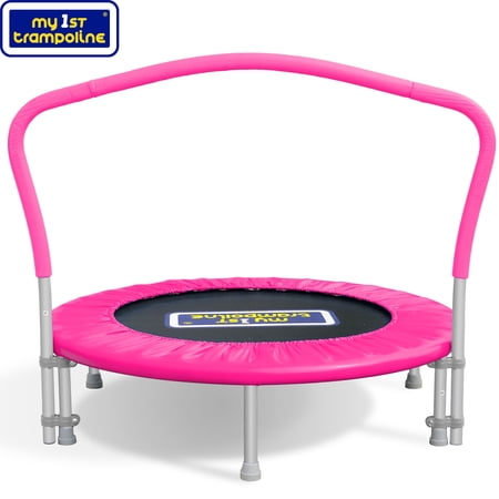 Sportspower My 1st Trampoline 36" Indoor/Outdoor Mini Rebounder Trampoline with No-Gap Padded Cover, for Toddlers & Kids, Max Weight Capacity 220 LBS - PINK