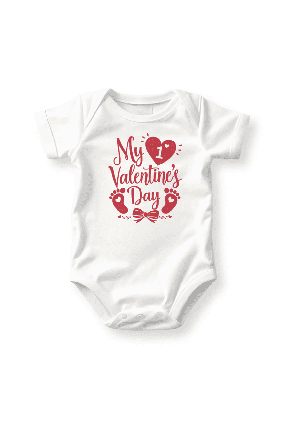 My First Valentine's Day Baby Bodysuit, Newborn Outfit, Baby Clothes, Gift for Children 0-3m White