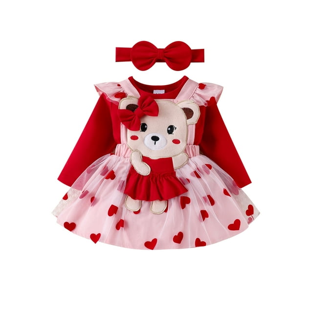 My First Valentine's Day Newborn Infant Baby Girl Outfits Heart Print ...