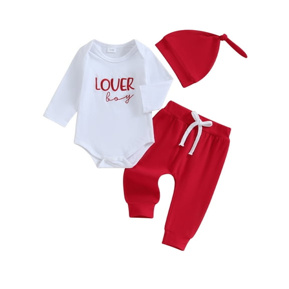 My First Valentines Day Baby Boy Girl Outfits Long Sleeve Romper Onesie Pants Hat 3 6 9 12 18 Months Spring Clothes Set