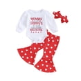 thumbnail image 1 of My First Valentines Day Baby Girl Outfit Daddy's Little Valentine Romper+Bell Bottoms+Headband Newborn Valentines Day Clothes, 1 of 8