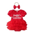 thumbnail image 1 of My First Valentines Day Baby Girl Outfit Lover Heart Letter Embroider Long Sleeve Romper Top Skirt 2 Piece Sets Girl Outfits for 9-12 Months, 1 of 8