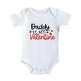 thumbnail image 1 of My First Valentines Day Baby Girl Outfit Short Sleeve Romper Love Heart Print Baby Outfits for Baby Girls Boys 9-12 Months, 1 of 5