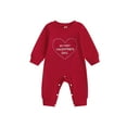 thumbnail image 1 of My First Valentines Day Outfit Baby Girl 3 6 12 18 Months Letter Heart Print Romper Long Sleeve Overalls Jumpsuit Spring Clothes, 1 of 8