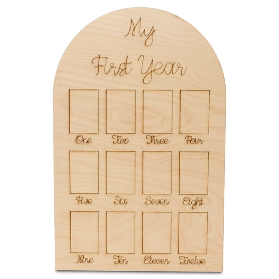 My First Year Photo Frame 12-inch, Baby Picture Frame for Baby Keepsake, Nursery Decor, and Birthday Party, by Woodpeckers