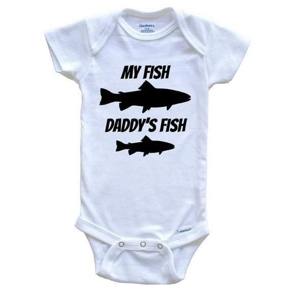 My Fish Daddy's Fish Funny Fishing Baby Bodysuit, 0-3 Months White