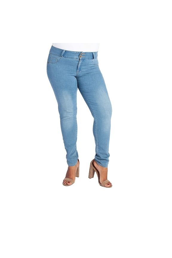 Jeans - Light Wash: Women's Stretch Denim Jeans with Pockets, Size 14-20