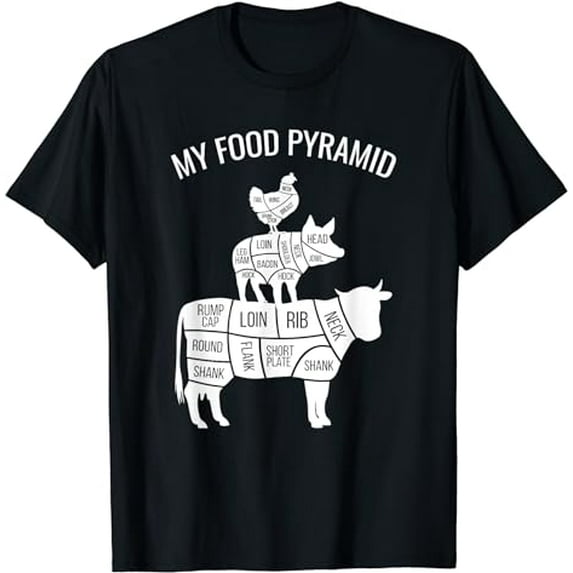 My Food Pyramid Funny Carnivore Cow Pig Chicken T-Shirt