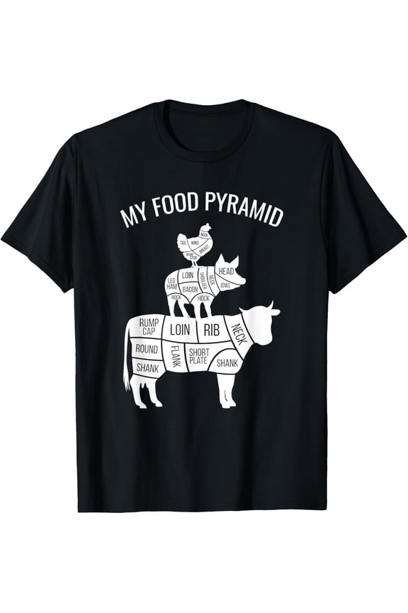 My Food Pyramid Funny Carnivore Cow Pig Chicken T-Shirt