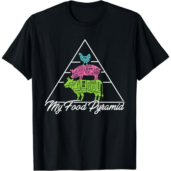 My Food Pyramid I Funny Carnivore I BBQ I Cow Pig Chicken T-Shirt