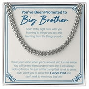 NETHOMEWOODS "My Friend And Hero" Promoted To Big Brother Necklace Gift From Future Sibling Cuban Link Chain Jewelry Box Baby Shower Gender Reveal