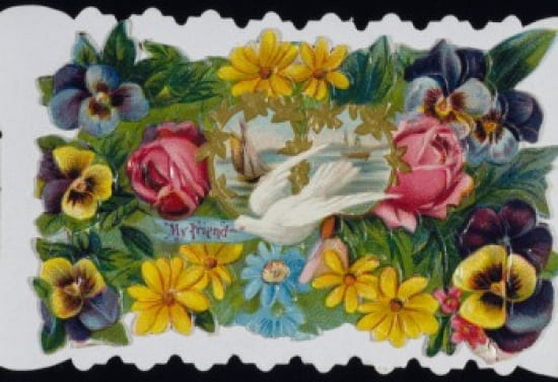 My Friend (Dove Surrounded by Flowers) Nostalgia Cards Canvas Art - (18 x 24)
