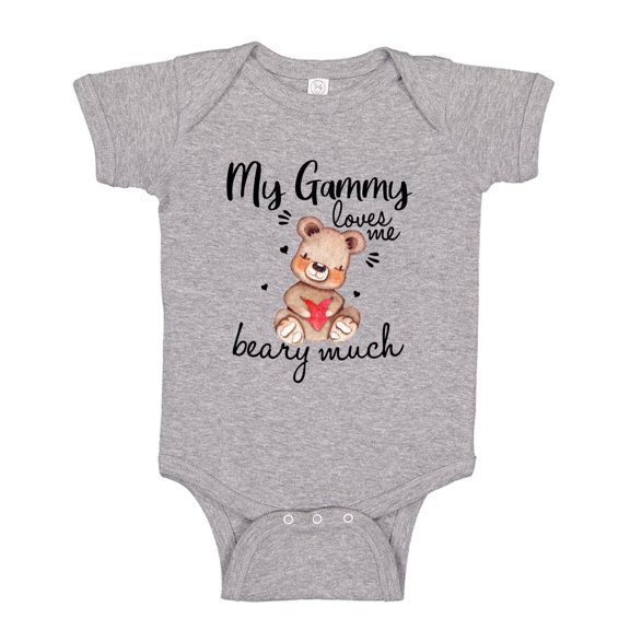 My Gammy Loves Me Beary Much Baby Bodysuit One Piece NB Athletic Heather