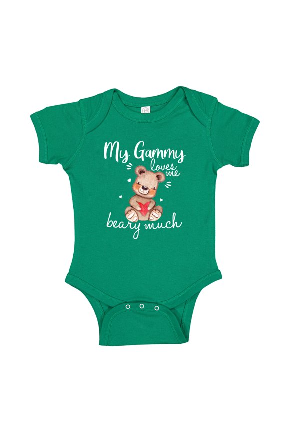 My Gammy Loves Me Beary Much Baby Bodysuit One Piece NB Kelly Green