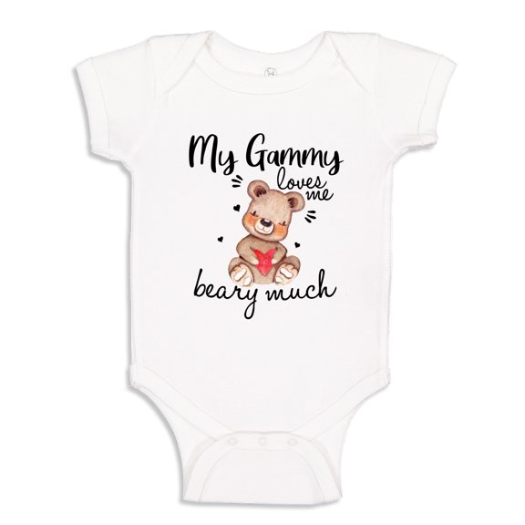 My Gammy Loves Me Beary Much Baby Bodysuit One Piece NB White