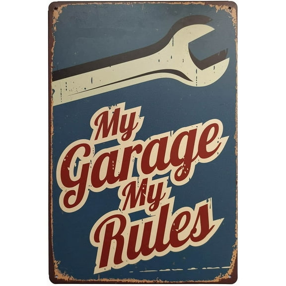 My Garage My Rules Retro Vintage Decor Metal Tin Sign Inches