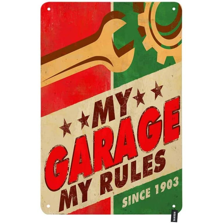  Metal Tin Garage Sign Tool Rules Signs Garage Wall