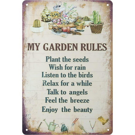 My Garden Rules Metal Tin Sign Vintage Wall Decoration Home Garden Kitchen Art Sign