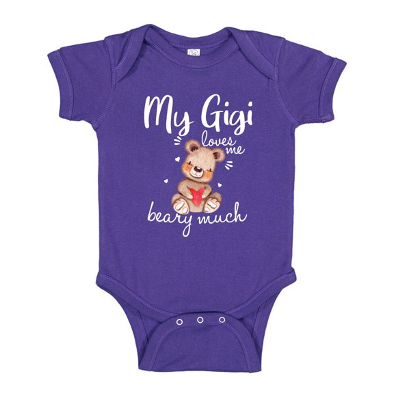 My Gigi Loves Me Beary Much Baby Bodysuit One Piece 18 mo Purple
