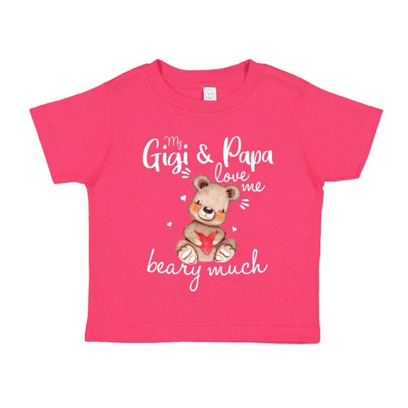 My Gigi and Papa Love Me Beary Much Toddler T-Shirt 3T Cyber Pink