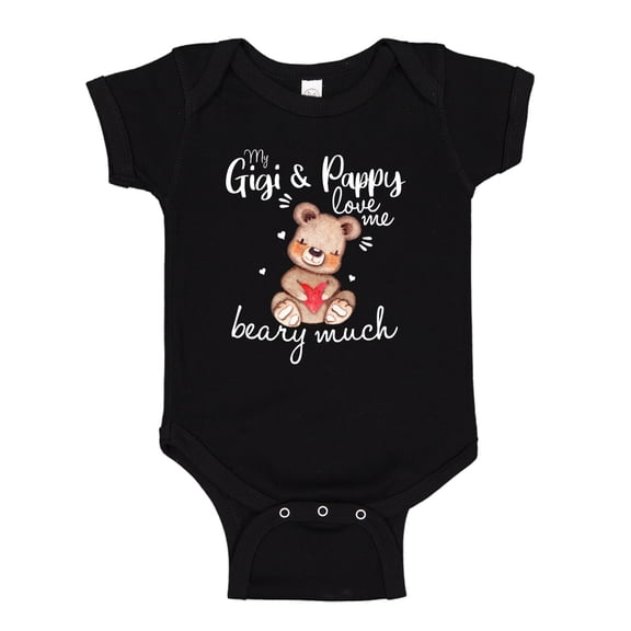 My Gigi and Pappy Love Me Beary Much Baby Bodysuit One Piece 12 mo Black