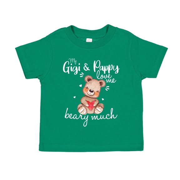 My Gigi and Pappy Love Me Beary Much Toddler T-Shirt 2T Kelly Green