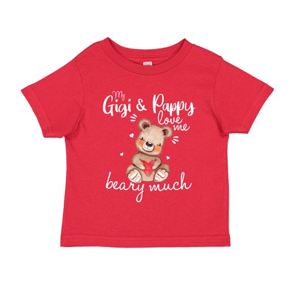 My Gigi and Pappy Love Me Beary Much Toddler T-Shirt 3T Red