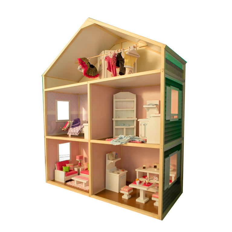 Wooden Dollhouse for 18-Inch Dolls