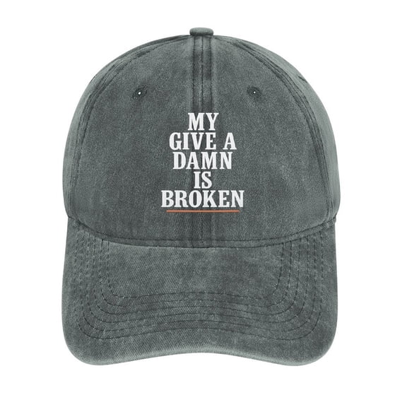 My Give A Damn Is Broken Gray Vintage Washed Plain Baseball Cap Dad Golf Hat for Men Women