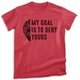 thumbnail image 1 of My Goal Is To Deny Yours Hockey T-shirt, Unisex Men's Shirt, Ice Hockey Goalie Canadian Winter Sports, Heather Red, XX-Large, 1 of 6