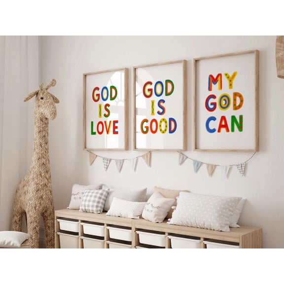 My God Can God Is Good Colorful Christian Wall Art Alphabet Letters, Poster Only