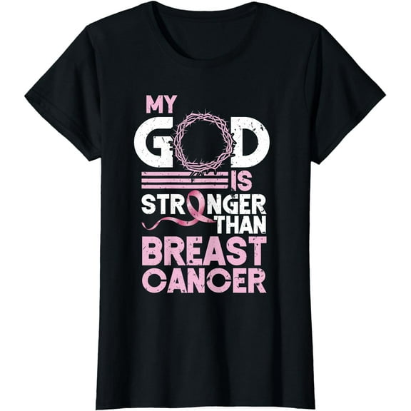 My God Is Stronger Than Breast Cancer Awareness Christian T-Shirt
