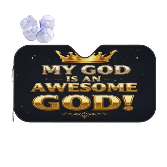 My God is An Awesome Foldable Car Windshield Sun Shade, UV Protection Heat Shield