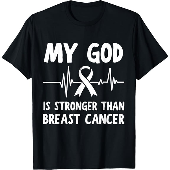 My God is Stronger Breast Cancer Survivor Support Squad T-ShirtMen and women can wear, black T-shirts, gifts. Age: M,L，XL 2XL, 3XL, 338XL