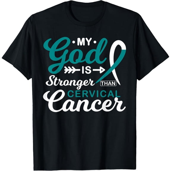 My God is Stronger Than Cervical Cancer Awareness Warrior T-Shirt