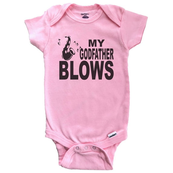 My Godfather Blows Saxophone Funny Music Baby Bodysuit (Pink)