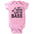 thumbnail image 1 of My Godfather Slaps The Bass Funny Music Baby Bodysuit (Pink), 1 of 2