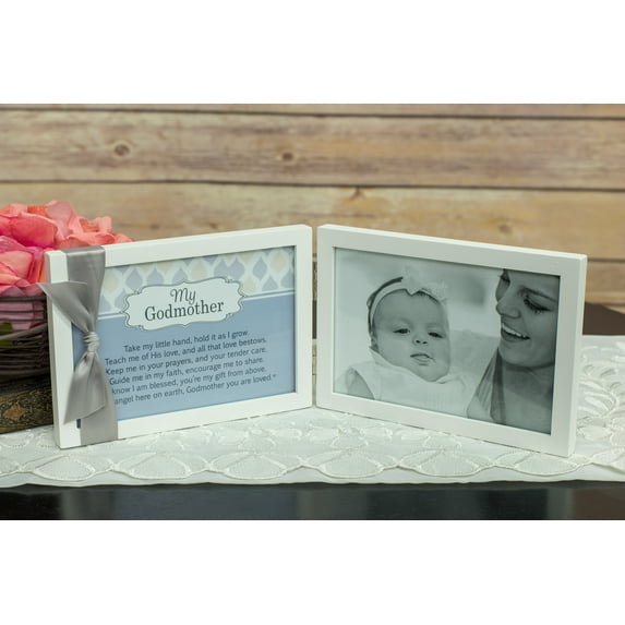 My Godmother, You Are Loved Poem White Double Hinged 4 x 6 Photo Frame with Ribbon