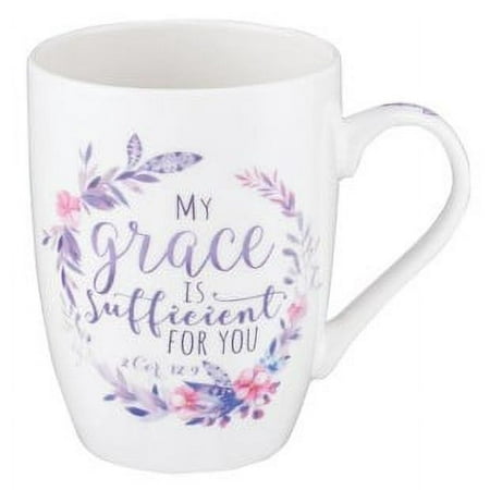 My Grace Is Sufficient 2 Corinthians 12:9 Ceramic Christian Coffee Mug for Women and Men - Inspirational Coffee Cup and Christian Gifts, 12oz