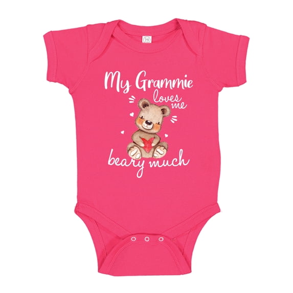 My Grammie Loves Me Beary Much Baby Bodysuit One Piece 24 mo Cyber Pink