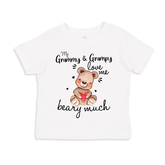 My Grammy and Grampy Love Me Beary Much Toddler T-Shirt 5/6T White