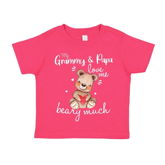 My Grammy and Papa Love Me Beary Much Toddler T-Shirt 3T Cyber Pink