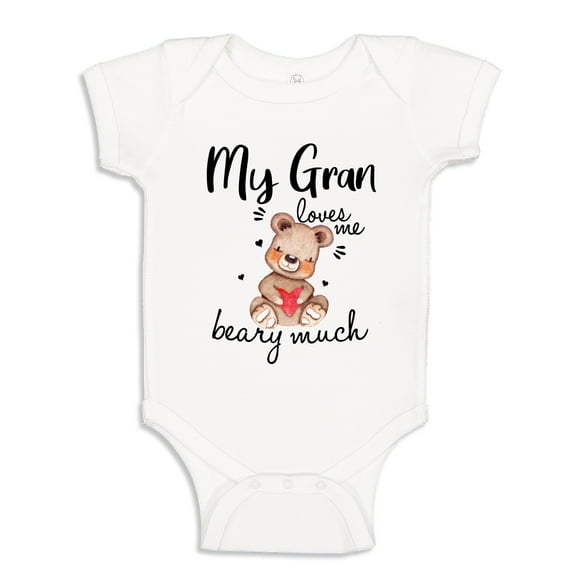 My Gran Loves Me Beary Much Baby Bodysuit One Piece 6 mo White