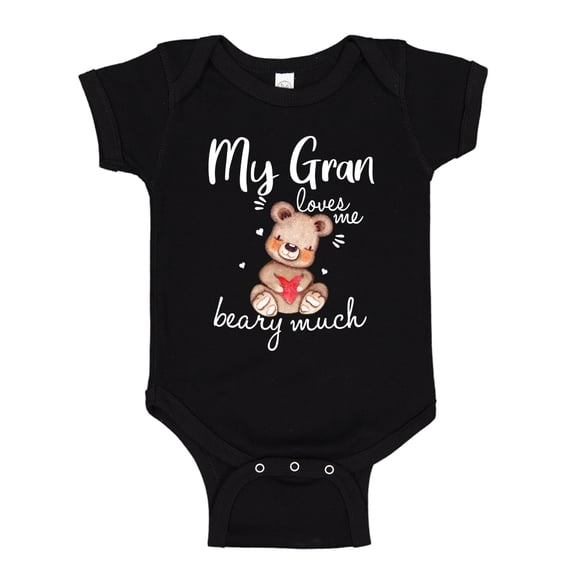 My Gran Loves Me Beary Much Baby Bodysuit One Piece NB Black