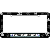 My Grandkids Have Paws Prints Dogs Cats Blue License Plate Tag Frame, Multiple Colors