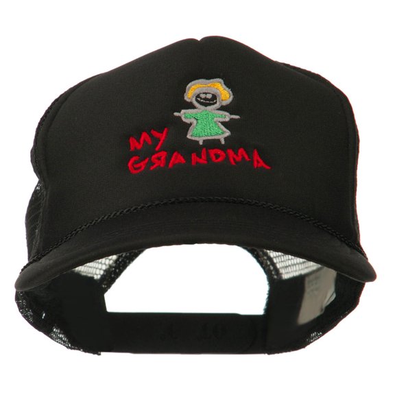 My Grandma Embroidered Youth Foam Mesh Cap - Black OSFM