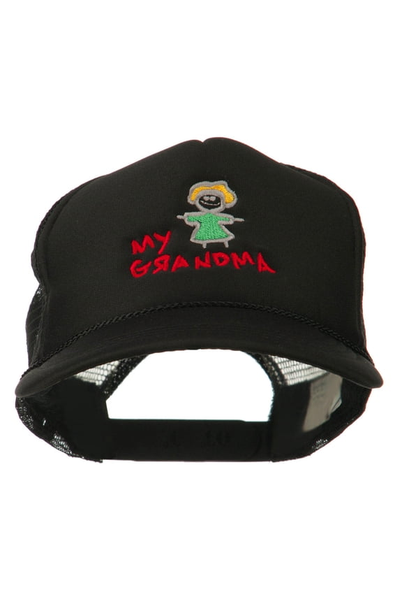 My Grandma Embroidered Youth Foam Mesh Cap - Black OSFM