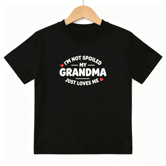 My Grandma Loves Me Girls Graphic Tee, Cute Slogan Family 100% Cotton Kids Short Sleeve T-Shirt