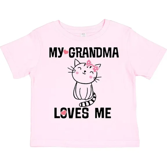 My Grandma Loves Me Girls Kitty Toddler T-Shirt Cute Ninam Child Kid Baby Clothing, Cute Baby Shirt, TODDLER SHORT SLEEVE TEE BELLA CANVAS 3001T