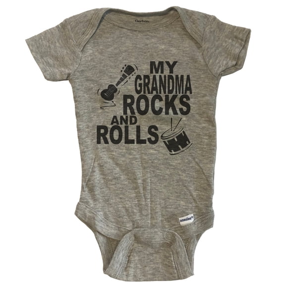 My Grandma Rocks And Rolls Music Baby Bodysuit - Grey